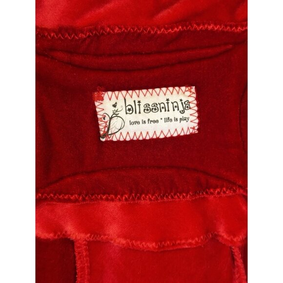 Blissninja OOAK Red Velour Patchwork Hooded Overcoat Elf Whimsigoth Fairy Grunge - Picture 4 of 14
